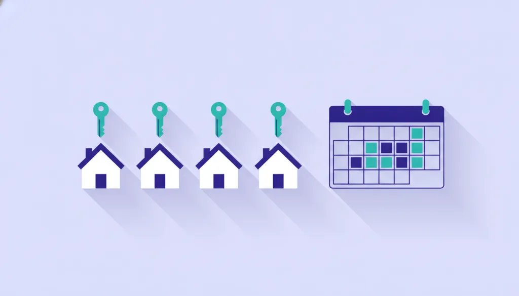 Illustration de clés de logements et d'un tableau de réservations saisonnières